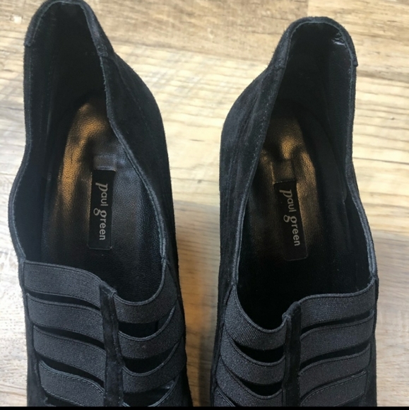 Paul Green Black Suede Peep Toe Heels - Picture 6 of 7